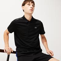 Heren Lacoste Sport Contrast Piping Ademend Piqué Poloshirt in Zwart