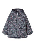 Floral Printed Winter Jacket Dames Blauw
