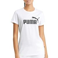 Puma Damen T-Shirt - ESS Logo Tee, Rundhals, Kurzarm, uni, Weiß