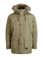 Jack & Jones Parka, Taschen vorne, Knopfleiste, Kapuze, uni, für Herren, elmwood
