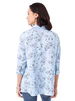 Dames Longline blouse lichtblauw geprint Größe