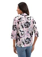 Dames Crêpeblouse hortensia/taupe gedessineerd Größe