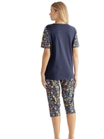 Your Look... for less! Dames Capri-pyjama donkerblauw geprint Größe