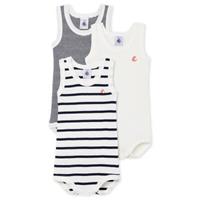 Set van 3 mouwloze rompertjes in biokatoen PETIT BATEAU wit