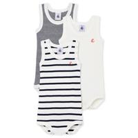 PETIT BATEAU Set van 3 gestreepte rompers zonder mouwen