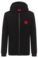 Hugo Herren Sweatjacke - Daple212 Zipper, Hoodie, Baumwoll-Terry, Schwarz