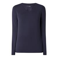 Schiesser Shirt lange mouwen modal V-hals blauw - Mix+Relax 