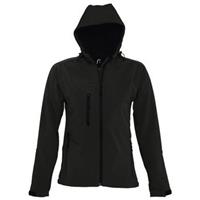 SOLS Dames/dames Replay Hooded Soft Shell Jacket (ademend, Winddicht En Waterbestendig) (Zwart) - Maat S