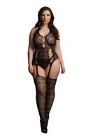 Le Desir - Bodystocking met kanten jarretel - One Size Plus Size
