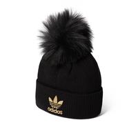 adidas Originals Faux Fur Bommelmütze - Black / Metallic Gold - Damen, Black / Metallic Gold