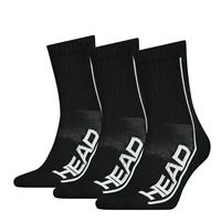 HEAD Unisex Crew Socken - 3er Pack, Sportsocken, Mesh-Einsatz, Logo, einfarbig Sportsocken schwarz 