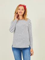 VERTBAUDET Crossover T-shirt voor zwangerschap en borstvoeding helderwit met marineblauwe str