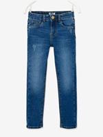 VERTBAUDET Slim fit meisjesjeans Morphologik "waterless" heupomtrek LARGE met gebruikssporen verwassen donkerblauw