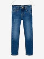 VERTBAUDET Slim fit meisjesjeans Morphologik waterless heupomtrek LARGE met gebruikssporen verwassen donkerblauw