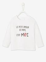 T-shirt met lange mouwen en tekst voor baby's wit