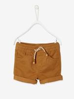 Gekeperde short met elastische tailleband babyjongen camel