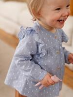 Blouse met ruches baby meisje gestreept indigo