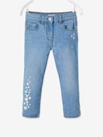 VERTBAUDET Driekwartsbroek van denim met geborduurde bloemen voor meisjes double stone