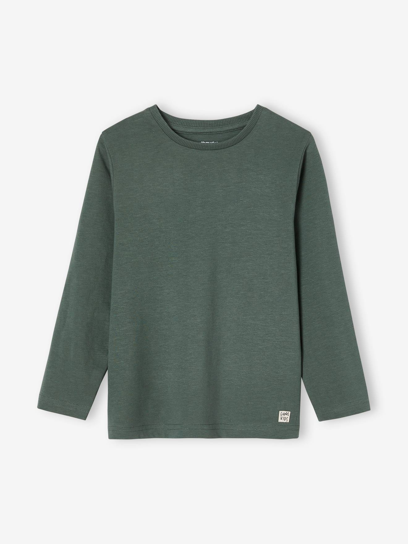 VERTBAUDET Personaliseerbare gekleurd T-shirt voor jongens met lange mouwen groengrijs