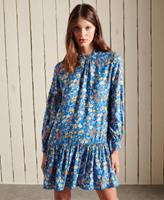 Superdry Vrouwen Mini-jurk met Hoge Halslijn Blauw