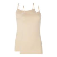 Schiesser Damen Spaghetti-Top, 2er-Pack 95/5 Organic, sand