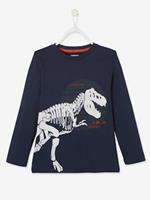 VERTBAUDET Jongens t-shirt met dino T-rex skelet marineblauw