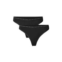 Tommy Hilfiger Thong, 3er-Pack, Bordüre, Label, für Damen, schwarz/weiß