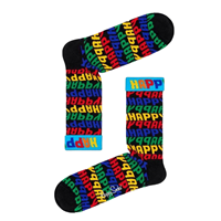 Happy Socks Jumbo Text Sokken - Zwart/Multi