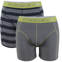 Vinnie-G boxershorts Lime Stripe - Grey 2-pack 
