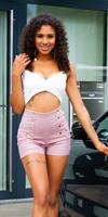 Cosmoda Collection Sexy hoge taille shorts met goud details roze