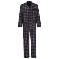 Gotzburg Doorknoop pyjama geweven blauw ruit