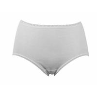 HL-tricot dames heup slip elastomeer - Elastisch katoenen dames onderbroek met kanten randje - Ondergoed wit