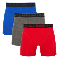 Bamboo basics Herren Boxer Shorts RICO, 3er Pack - atmungsaktivingle Jersey, Rot/Blau/Grau