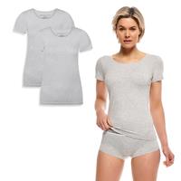 Bamboo Basics T-shirts Kate (2-pack) - Light Grey Melange