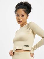 Missguided Frauen Longsleeve Seamless Rib in beige