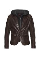 Gipsy Leren jack Amali coole hoogwaardige leren blazer in 2-in-1-look met capuchon