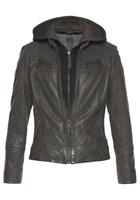 Gipsy Lederjacke "NOLA", mit Kapuze, Two-in-One Style - mit abnehmbarer Jersey-Kapuze