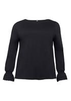 Sheego Langarmshirt mit Rüsche und Spitze am Ärmelsaum