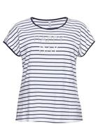Sheego Rundhalsshirt mit Ringeln und Statement-Foliendruck