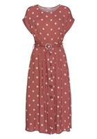 Lascana Midi-jurk met stippenprint en zakken, zomerjurk (Met riem)
