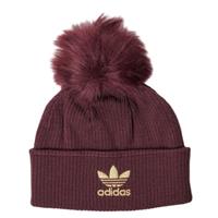 adidas Originals Faux Fur Bommelmütze - Damen, Victory Crimson / Metallic Gold