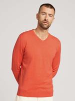 Tom Tailor Herren Basic V-neck Pullover light orange peach melange