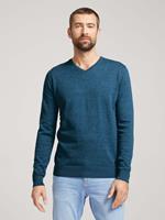 TOM TAILOR V-Ausschnitt-Pullover mit Logostickerei