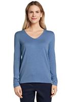 Tom Tailor Trui met V-hals, Vrouwen, blauw, Größe XS