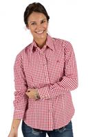 Trachtenbluse CHECKERED Langarm Stick rot