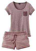 Shorty meliert mit Rundhalsausschnitt Brusttasche