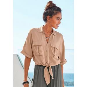 Lascana Blouse met korte mouwen met knoopdetail en knoopsluiting, blazerkraag, damesblouse