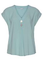Lascana Blouse zonder sluiting met modieuze knopen, luchtige korte mouwen blouse, zomers