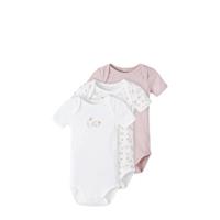 NAME IT BABY romper NBFBODY - set van 3 wit/oudroze