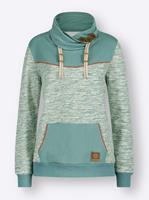 sweatshirt in jade/wit gemêleerd van heine